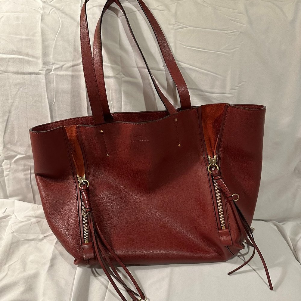 Chloe Burgundy Leather Tote Bag